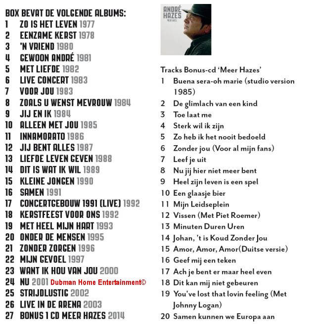 Andre Hazes Eenzaam Zonder Jou Het Complete Albumoverzicht 27 Cd